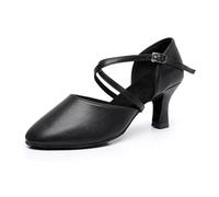 Rosefinch Scarpe da Ballo Latino per Le Donne in Pelle Punta Chiusa da Ballo Salsa Tango Performance Scarpe da Ballo Matrimonio Party Nero 7cm Tacco 39EU