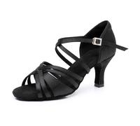 Rosefinch Scarpe da Ballo Latino per Le Donne Nuovi Stili Classici Salsa Scarpe da Ballo Performance Professionale Pratica Scarpe da Ballo 7cm Tacco, Nero 43EU