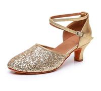Rosefinch Scarpe da Ballo Latino per Le Donne Salsa Bachata Ballroom Professionale Performance Scarpe da Ballo Oro 5cm Tacco 39EU