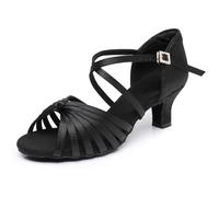 Rosefinch Scarpe da Ballo Latino per Le Donne Salsa Scarpe da Ballo Performance Professionale Pratica Scarpe da Ballo Tacco 5cm, Nero 38EU