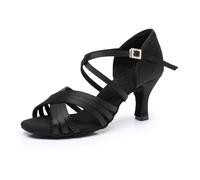 Rosefinch Scarpe da Ballo Latino per Le Donne Salsa Scarpe da Ballo Performance Professionale Pratica Scarpe da Ballo Tacco 7cm, Nero 38EU
