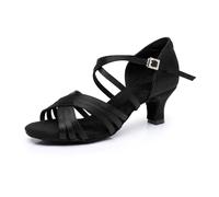Rosefinch Scarpe da Ballo Latino per Le Donne Salsa Scarpe da Ballo Performance Professionale Pratica Scarpe da Ballo Tacco 5cm, Nero 41EU