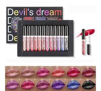 RoseFlower 12 Colori Stile Punk Teschio Diamante Lucidalabbra, Rossetto Liquido Metallizzato Cool Shimmer - Lunga Durata Impermeabile No Fade - Set Lucidalabbra per Party Club Stage Tema Halloween #4