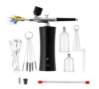 RoseFlower Aerografo con Compressore,Aerografo unghie Ricaricabile Senza Fili, Aerografo Professionale per Pasticceria, Nail Art, Modellismo, Pittura -Kit Aerografo Nero