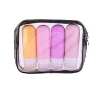 RoseFlower Bottiglie da viaggio in Silicone, kit viaggio aereo contenitori da viaggio per liquidi, ricaricabili e comprimibili, per lozione, bagnoschiuma, shampoo, accessori da viaggio, 90 ml