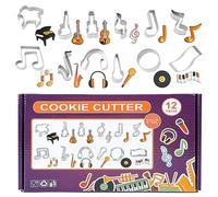 RoseFlower Formine per Biscotti, 12Pcs Formine Biscotti, Coppapasta Acciaio Inox Stampini Biscotti, Stampi Biscotti per Feste di Compleanno per Bambini, Decorazioni Natalizie(Strumenti Musicali)