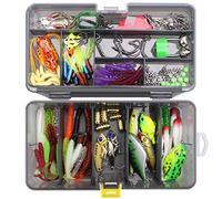 RoseFlower Kit di Esche da Pesca, 168Pcs Artificiali Set per Trota, Persico, Luccio - Spinning Accessori Con Vermi, Cucchiaino, Dure, Ganci Singolo, Insetti
