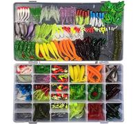 RoseFlower Kit di Esche da Pesca, 301Pcs Artificiali Set per Trota, Persico, Luccio - Spinning Accessori con Vermi, Dure, Ganci Singolo, Insetti, Cucchiaino