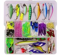 RoseFlower Kit di Esche da Pesca Esche Cucchiaino Artificiale Pesca Richiamo Set per Trota, Persico, Luccio Spoon - Esche da Spinning Accessori con Vermi, Esche Dure, Ganci Singolo, Insetti, Crankbait