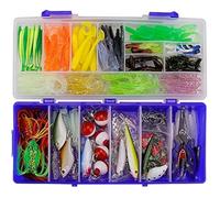 RoseFlower Kit di Esche da Pesca Esche Cucchiaino Artificiale Pesca Richiamo Set per Trota, Persico, Luccio Spoon - Esche da Spinning Accessori con Vermi, Esche Dure, Ganci Singolo, Insetti, Crankbait