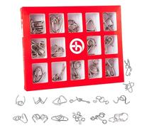 RoseFlower Metal Wire Puzzle Set di 15, Rompicapo in Metallo Torsione Puzzle 3D Gioco di Mente Classico Giocattoli Educativi IQ Test Puzzle Regalo per Adulti e Bambini Regali Bomboniere Premi
