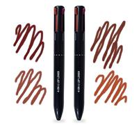 RoseFlower Penna per trucco 4 in 1, Magica Penna per ritocco per trucco, Matita labbra in 4 colori Bacca/Moka/Rosa nudo/Malva, Texture miscelabile e cremosa, Versatile per i viaggi