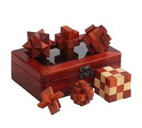 RoseFlower Set di 3 Rompicapo in Legno - Puzzle Games Brain Teasers Toy, Scatola con Coperchio, Giochi 3D per Adolescenti e Adulti - Rompicapi per Regali