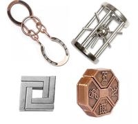 RoseFlower Set di 4pz Rompicapo in Metallo e puzzle Set, IQ Mente Prova Giocattoli, Gioco Rompicapo Cinesi Fibbia Metallo Intelligente Educativo Test Alto Livello Giocattolo Cognitivo Regalo