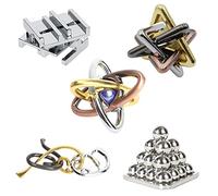 RoseFlower Set di 5pz Rompicapo in Metallo e puzzle Set Anelli Spinner Decompressione Toys Manuale antistress Giocattolo Giocattoli per dita Intelligente Educativo Test IQ Sblocca Giocattolo