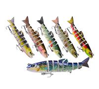 RoseFlower Set di 6 Esche - Esche da Pesca Multiarticolate, a 8 Segmenti, a Lento Affondamento Per Acqua Dolce e Salata, Ideali per la Pesca a Mosca e in Mare