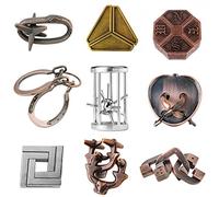 RoseFlower Set di 9pz Rompicapo in Metallo e puzzle Set Anelli Spinner Decompressione Toys Manuale antistress Giocattolo Giocattoli per dita Intelligente Educativo Test IQ Sblocca Giocattolo