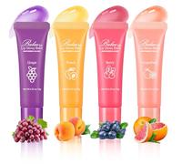 RoseFlower Set di balsamo per labbra, balsamo per labbra colorato con 4 aromi naturali di frutta per la cura delle labbra, tubi per la riparazione delle labbra, previene le labbra screpolate e secche