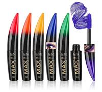 RoseFlower Set di mascara colorato, 6 colori arcobaleno impermeabile in fibra 4D per ciglia, mascara a lunga tenuta, a prova di sbavature, voluminoso e affascinante, Mascara blu/verde/viola/rosso...