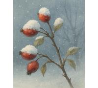 Rosehip Under the Snow - Botanical Winter Notebook: 7.5×9.25” Narrow-ruled 120 pages