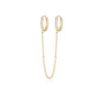 RoseJeopal Orecchini a cerchio in oro con nappa, orecchini da donna, doppi orecchini a cerchio con catena per fori multipli, ipoallergenici in oro, per donne, Argento sterling