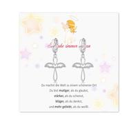 RoseJeopal Orecchini in argento 925 per ragazze, graziosi orecchini a forma di angelo da appendere con zirconi, ipoallergenico, regalo per bambini