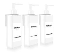 Roselee 3 Pezzi Dispenser Sapone Doccia da Muro, Dispenser Sapone Bagno Senza Foratura, 500ml Dispenser Doccia Shampoo e Bagnoschiuma con Etichetta per Bagno, Cucina