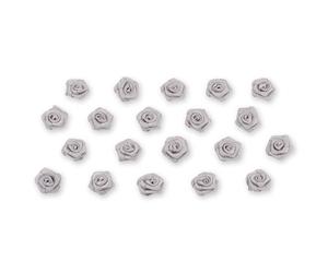 Roselline di raso, 20 pezzi, 2 cm, decorazione per tavola, Tessuto, Silber 012