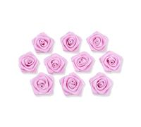 Roselline in raso, 10 pezzi, 3 cm, per decorazioni fai da te/lavori artigianali, per la tavola, adatte a matrimoni, battesimi, comunioni, per applicazioni floreali, Tessuto, rosa 148
