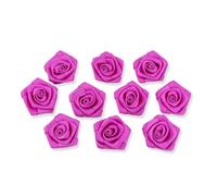 Roselline in raso, 10 pezzi, 3 cm, per decorazioni fai da te/lavori artigianali, per la tavola, adatte a matrimoni, battesimi, comunioni, per applicazioni floreali, Tessuto, fuchsia Orchid 183