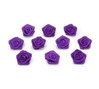 Roselline in raso, 10 pezzi, 3 cm, per decorazioni fai da te/lavori artigianali, per la tavola, adatte a matrimoni, battesimi, comunioni, per applicazioni floreali, Tessuto, lilla / viola 465