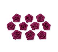 Roselline in raso, 10 pezzi, 3 cm, per decorazioni fai da te/lavori artigianali, per la tavola, adatte a matrimoni, battesimi, comunioni, per applicazioni floreali, Tessuto, bordeaux scuro 275