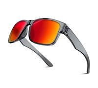 Rosemal Occhiali da sole polarizzati per donne e uomini, occhiali da sole sportivi, guida, ciclismo, corsa, pesca, escursionismo, golf, UV400 TR90, Grigio e rosso., IN