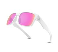 Rosemal Occhiali da sole polarizzati per donne e uomini, occhiali da sole sportivi per guida, ciclismo, corsa, pesca, escursionismo, golf, UV400 TR90, bianco/rosa., IN