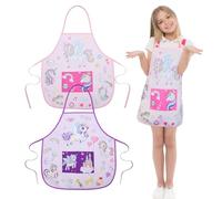 ROSEMO 2 pezzi cucina grembiule bambini unicorno cucina grembiule ragazza bambini con tasca artigianato grembiule pittura grembiule regalo per bambini 3-12 anni per la cucina pittura artigianato