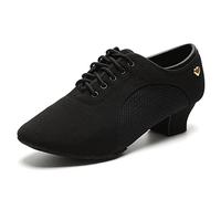 RoseMoli Scarpe da ballo latine da donna con lacci, sala da ballo, moderne, salsa, ritmo, insegnamento pratica, prestazioni professionali, Nero 1 tacco 12 7 Cm, 35 EU