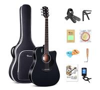 Rosen Chitarra acustica 4/4 Guitar 41 pollici Chitarra in per principianti Bundle con libro, borsa imbottita, corde, plettri, accordatore, chiave a brugola, tracolla, nero