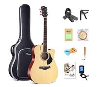 Rosen Chitarra acustica 4/4 Guitar 41 pollici Chitarra in per principianti Bundle con libro, borsa imbottita, corde, plettri, accordatore, chiave a brugola, tracolla, naturale