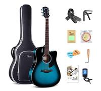Rosen Chitarra acustica 4/4 Guitar 41 pollici Chitarra in per principianti Bundle con libro, borsa imbottita, corde, plettri, accordatore, chiave a brugola, tracolla, blu