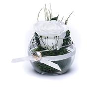 Rosen-Te-Amo - Rosa infinity conservata Bianca, profumata, realizzata a mano, regalo per lei per San Valentino, in vaso di vetro con vero fogliame, confezione regalo, decorazione e regalo per donne