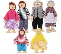 ROSENICE Bambole in legno, 6 pezzi, giocattolo per la famiglia, per bambini, per la casa, regalo