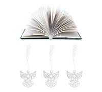 ROSENICE Segnalibri in Metallo Argento Set Da 6 Design Angelo Con Nastro Di Raso Bianco Regalo Elegante Per Amanti Dei Libri E Occasioni Speciali