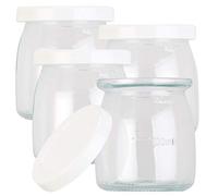 Rosenstein & Söhne Accessorio per Yoghurt Maker Accessories - preparatore di yogurt: Set da 4 pezzi Vasi di ricambio con coperchio per yogurtiera, ogni 180 ml, coperchi bianchi (yogurt-fix)