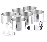 Rosenstein & Söhne Cake Rings - Dessertringe: 6 rotondi Dessert-/Piatto da portata, con sollevatore e pestello, Ø 8 cm, 5 cm di altezza, acciaio inox (baking rings 8, anelli decorativi, torta)