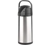 Rosenstein & Söhne Caraffe per bevande calde - canna di pompaggio 3 litri: Doppia parete Bollitore a vuoto, Sistema di pompaggio, acciaio inossidabile, 3 litri (distributore caffè 3)