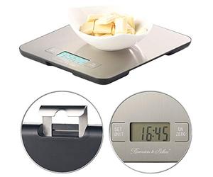 Rosenstein & Söhne Digital Kitchen Scales - bilancia digitale: Bilancia da cucina in acciaio inossidabile, digitale, fino a 15 kg (da cucina, elettronica, allarme)