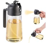 Rosenstein & Söhne Distributore d'olio 2in1 e spruzzatore, nero, per cucinare, insalate, griglia, nebulizzazione fine o getto forte
