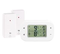Rosenstein & Söhne Fridge Thermometers - frigo allarme: Termometro per frigorifero e congelatore, bianco, Digitale, 2 sensori wireless (Termometro da frigorifero senza fili, frigo, Protezione del)