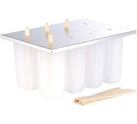 Rosenstein & Söhne Ice Lolly & Ice Cream Moulds - stampi gelato su stecco: Macchina per ghiaccioli con 8 stampini per gelato e bastoncini di legno (stampi ghiacciolo, ghiaccio su stecco, gelo)
