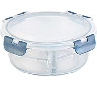 Rosenstein & Söhne Kitchen & Home - piatti per microonde: Contenitore per alimenti in vetro, 3 camere, coperchio a scatto (piatti in vetro microonde, ciotola con coperchio, muesli)